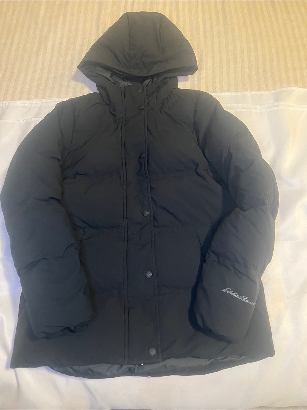 Eddie Bauer Women's Hooded Black Puffer Coat